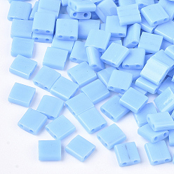 (TL413) Opaque DeepSkyBlue MIYUKI TILA Beads, Japanese Seed Beads, 2-Hole, (TL413) Opaque DeepSkyBlue, 5x5x1.9mm, Hole: 0.8mm, about 5900pcs/500g