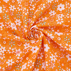 Оранжевый Хлопчатобумажная ткань с цветочным узором, для аксессуаров для одежды, оранжевые, 1000x1600x0.1 мм