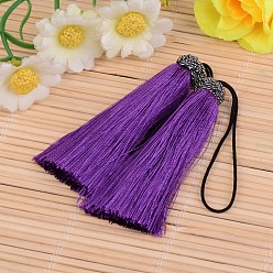 Dark Violet Nylon Tassel Big Pendant Decorations, Dark Violet, 60~65x10mm