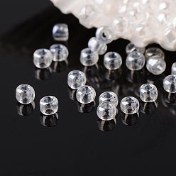 Clear 12/0 Grade A Round Glass Seed Beads, Transparent Colours Lustered, Clear, 2x1mm, Hole: 0.5mm, about 60000pcs/pound