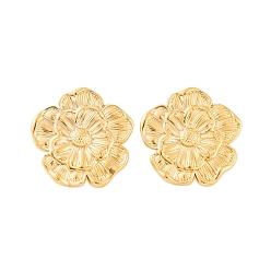 Real 18K Gold Plated Ion Plating(IP) 304 Stainless Steel Stud Earrings for Women, Flower, Real 18K Gold Plated, 26mm
