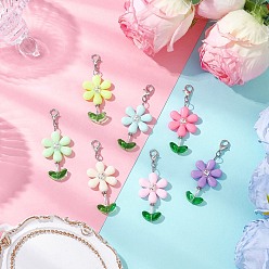 (52) Непрозрачная лаванда Подвеска из акрила и стеклянных бусин в виде подсолнуха, с цинковым сплавом застежками омаров коготь, разноцветные, 55 мм