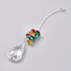 Разноцветный Кристаллы к 9 стеклянные подвески люстры солнечные призмы призмы, удлинитель цепи натяжного потолочного вентилятора, для украшения домашнего офиса, слеза, красочный, 210 мм