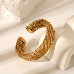 Настоящее золото 18K Элегантный романский стиль 304 браслеты из нержавеющей стали для женщин, реальный 18 k позолоченный, внутренний диаметр: 2-1/4 дюйм (5.61 см)