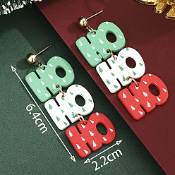 Слово Литые эмаль болтаться серьги стержня, с акриловой, золотые, слово, 64x22 мм