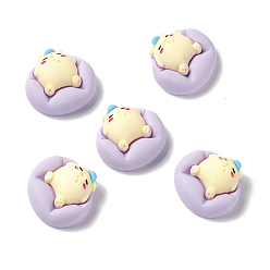 Lemon Chiffon Opaque Resin Cabochons, Sleeping Puppy in Bed, Lemon Chiffon, 19x21x8.5mm