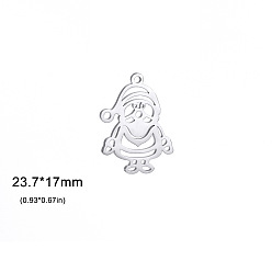 Santa Claus Рождественские подвески из нержавеющей стали, не тускнеющие, цвет нержавеющей стали, Дед Мороз, 23.7x17 мм