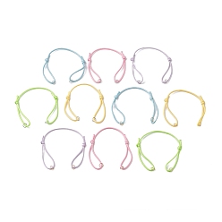 Золотой & Цвет Нержавеющей Стали 10шт 10 цвета регулируемый вощеный полиэстеровый шнур изготовление браслета, с 304 кольцами из нержавеющей стали, разноцветные, золотые и нержавеющая сталь цвет, 5-1/4~9-1/2 дюйм (13.5~24.2 см), 1 шт / цвет