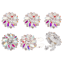 Хрусталь AB 6шт. кнопки из сплава, со стеклом, цветок, хрусталь AB, 25.5x11 мм, отверстие : 10.5x5.5 мм