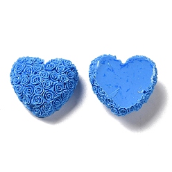 Dodger Blue Opaque Resin Cabochons, Heart, Dodger Blue, 22.5x25x11mm