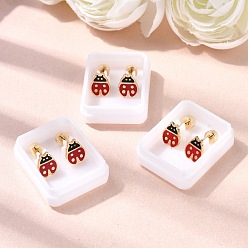 Коровка 304 из нержавеющей стали серьги, с эмалью, золотые, коровка, 8.5x6.5 мм