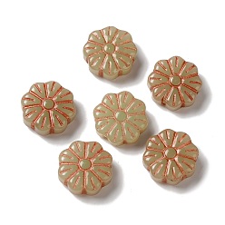 Темный Хаки Непрозрачные бусины лэмпворк, цветок, Темный хаки, 15x6 мм, отверстие : 1 мм, Около 45~55 шт / 100 г