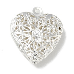 Серебро Подвески латуни медальон, фоторамка-очарование, долговечный, без свинца и без кадмия, сердце, серебряные, 23x19x6 мм, отверстие : 1.7 мм, внутренний диаметр: 13.5x11 мм
