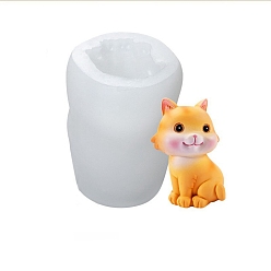White Cat Food Grade Silicone Molds, Fondant Molds, Resin Casting Molds, for Chocolate, Candy, UV Resin & Epoxy Resin Decoration Making, Random Single Color or Random Mixed Color, 50x55x77mm, Inner Diameter: 28x40mm