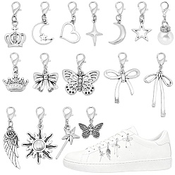 Mixed Shapes 32шт. 16 стили: подвески из сплава и АБС-пластика с имитацией жемчуга, Сплав с застежками когтя омара, разнообразные, 19~45 мм, 2 шт / стиль