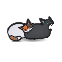 Черный Эмалированные броши в виде кошек, булавки для лацканов из сплава для одежды рюкзака, чёрные, чёрные, 15.5x33 мм