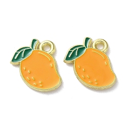 Золотистый Эмалевые подвески из фруктового сплава, манго, золотой свет, золотые, 13.5x11.5x1.5 мм, отверстие : 1.5 мм