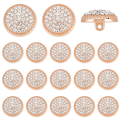 Light Gold 18шт. 1пуговицы с отверстиями из цинкового сплава со стразами на ножке, плоско-круглые, аксессуары для одежды, золотой свет, 18x10.5 мм, отверстие : 2.5 мм