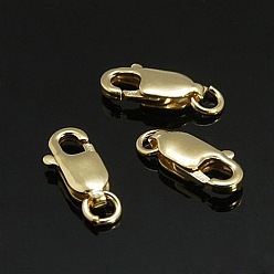 Real 14K Gold Filled Застежки из когтей лобстера из желтого золота, 1/20 14 к золоту, без кадмия, без никеля и без свинца, 10x4x2 мм, отверстие : 2 мм