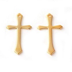 Золотой Латунные подвески, стойки покрытие, крестик, золотые, 24x13x1 мм, отверстие : 1 мм