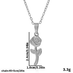 Серебро 304 ожерелья с подвесками в виде цветов из нержавеющей стали для женщин, серебряные, 17.72 дюйм (45 см)