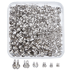 Нержавеющая Сталь Цвет 300 шт. 6 стиль 304 наконечники из нержавеющей стали, Калотте заканчивается, крышка раскладушки, цвет нержавеющей стали, 4~10x2~6 мм, отверстие : 1~2 мм, внутренний диаметр: 2~4.5 мм, 50 шт / стиль