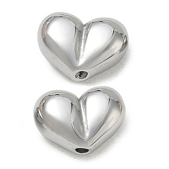 Color de Acero Inoxidable 304 bolas de acero inoxidable, corazón, color acero inoxidable, 8.5x11x5 mm, agujero: 1.4 mm