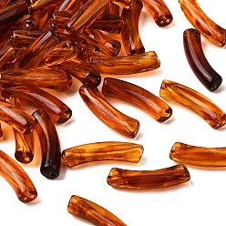 Седло Коричневый Прозрачные акриловые бусины, имитировать янтарные бусы, трубка, седло коричневый, 31.5x7.5x9.5 мм, отверстие : 1.8 мм, Около 340 шт / 500 г