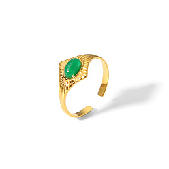 Зеленый Авантюрин Кольца-манжеты из зеленого авантюрина для женщин, реальный 18 k позолоченный