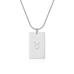 Телец Кулоны-подвески в европейском стиле из нержавеющей стали с изображением знаков зодиака для женщин, цвет нержавеющей стали, без потускнения, Телец, 304 дюйм (17.72 см)