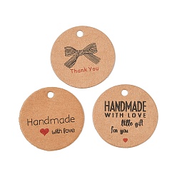 Цвет Древесины 100ПК бумажные подарочные бирки с печатным текстом, круглые, деревесиные, 3x0.04 см