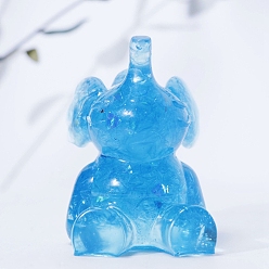 Аквамарин Украшения для выставки товаров из смолы, с крошкой натурального аквамарина, фигурка слона, украшение для дома по фэн-шуй, 50x50x75 мм