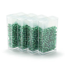 Medium Sea Green MGB Matsuno Glass Beads, Japanese Seed Beads, 12/0 Silver Lined Glass Round Hole Rocailles Seed Beads, Medium Sea Green, 2x1mm, Hole: 0.5mm, about 900pcs/box, net weight: about 10g/box