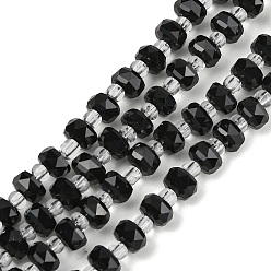 Черный Непрозрачное стекло бисер нитей, рондель, граненые, чёрные, 5.5x4 мм, отверстие : 1.2 мм, около 101 шт / нитка, 24.88'' (63.2 см)