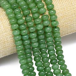 Морско-зеленый Натуральный Malaysia нефритовые бусы пряди, окрашенная и подогревом, рондель, цвета морской волны, 8~8.5x4.5~5.5 мм, отверстие : 0.9~1 мм, около 74~76 шт / нитка, 15.08''~15.35'' (38.3~39 см)