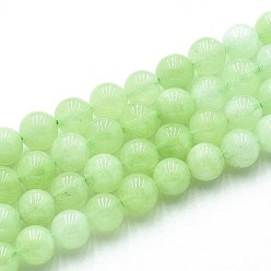 Бледно-Зеленый Природного кварца нитей бисера, окрашенные, круглые, имитация нового нефрита, бледно-зеленый, 8~8.5 мм, отверстие : 0.9~1 мм, около 45~47 шт / нитка, 14.96~15.35 дюйм (38~39 см)