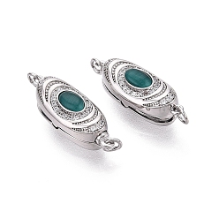 Платина Латунные застежки из прозрачного кубического циркония с микропаве, овальные, с кошачий глаз, 1 нитей, 1-луночное, платина, 23.5x9x8.5 мм, отверстие : 2 мм, Перейти кольцо: 4x0.5 мм, 2 мм внутренним диаметром