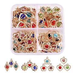 Light Gold 80Pcs 4 Style Rack Plating Eco-Friendly Iron Charms, with Rhinestone, Mix-shaped, Light Gold, 20pcs/style