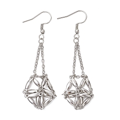 Нержавеющая Сталь Цвет Антикоррозийные 304 крючки для сережек из нержавеющей стали с лотком, пустой мешочек для макраме, держатель для бусин, настройки для сережек, цвет нержавеющей стали, 68.5x13 мм