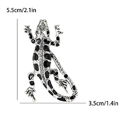 Platinum Alloy with Rhinestone Brooches, Enamel Pins, Lizard, Platinum, 55x35mm
