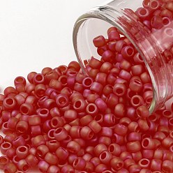 (165F) Matte Transparent AB Ruby Тохо 8/0 круглые бусины, японский бисер, (165 f) матовый прозрачный абразивный рубин, 3 мм, отверстие : 1 мм, Около 222 шт / 10 г