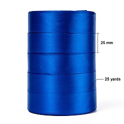 Blue Single Face Satin Ribbon, Polyester Ribbon, Blue, 1 inch(25mm) wide, 25yards/roll(22.86m/roll), 5rolls/group, 125yards/group(114.3m/group)