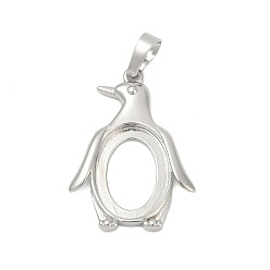 Пингвин Сеттинги для кулона (кабошонов), латунь , настройки открытой спины, животных серии, платина, пингвин, 32.5x23.5x2.5 мм, отверстие : 7.5 мм, лоток : 18.5x13.5 мм