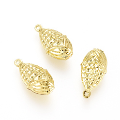 Золотой Латунные подвески с осенней тематикой, кукуруза, золотые, 19.2x10x6.4 мм, отверстие : 1 мм