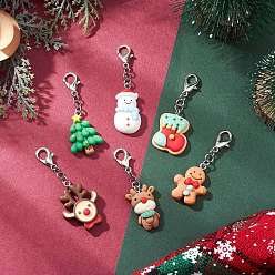 (52) Непрозрачная лаванда 6 шт. рождественские подвесные украшения из непрозрачной смолы, с цинковым сплавом застежками омаров коготь, разнообразные, разноцветные, 49.5~54 мм