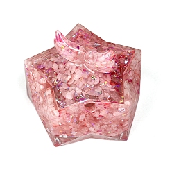 Pink Смоляная коробка для хранения и украшения из натуральной розовой кварцевой крошки, для домашнего офисного стола, звезда, розовые, 85x95x100 мм