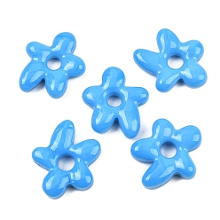 Темно-Голубой Бусины лэмпворк , цветок, глубокое синее небо, 18x17x4 мм, отверстие : 3.7 мм