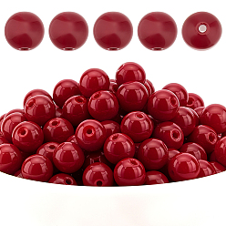 Красный 200 бусины лэмпворк ручной работы, имитация керамических бусин, круглые, красные, 8 мм, отверстие : 1.4 мм