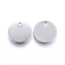 Нержавеющая Сталь Цвет Устойчивые к потускнению 304 подвески из нержавеющей стали, плоско-круглые, штамповка пустой метки, цвет нержавеющей стали, 12x1 мм, отверстие : 1.4 мм