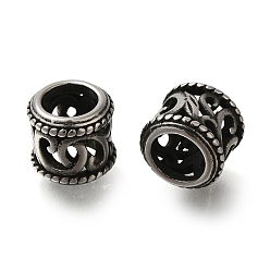 Античное Серебро 304 из нержавеющей стали европейские шарики, бусины с большим отверстием, Полая колонна, античное серебро, 9x9.5 мм, отверстие : 6.5 мм